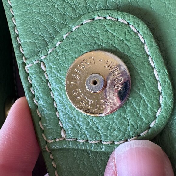 Dooney & Bourke Pebble Leather Satchel Tote in Sage Green โ Classic Preppy - Picture 6 of 14